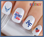 Military Air Force - AF Wife 2 Blue Wings flag - WaterSlide Nail Art Decals - Salon Quality USA Made