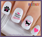 Dog Breed - Basset Hound Dog Proud MOM Pink Paw - WaterSlide Nail Art Decals Salon Quality USA Made