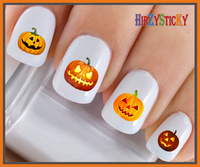 Holiday Halloween - Jack O Lantern Pumpkins Scary -WaterSlide Nail Art Decals Salon Quality USA Made