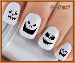 Holiday Halloween - Scary Jack O Lantern Faces - WaterSlide Nail Art Decals - Salon Quality USA Made