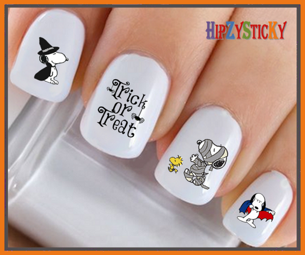 Holiday Halloween - Mummy DOG Witch Trick Treat - WaterSlide Nail Art Decals Salon Quality USA Made